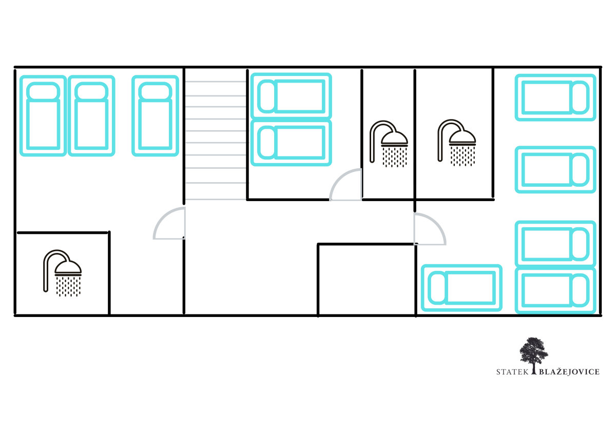 Plánek pokojíků na Statku Blažejovice